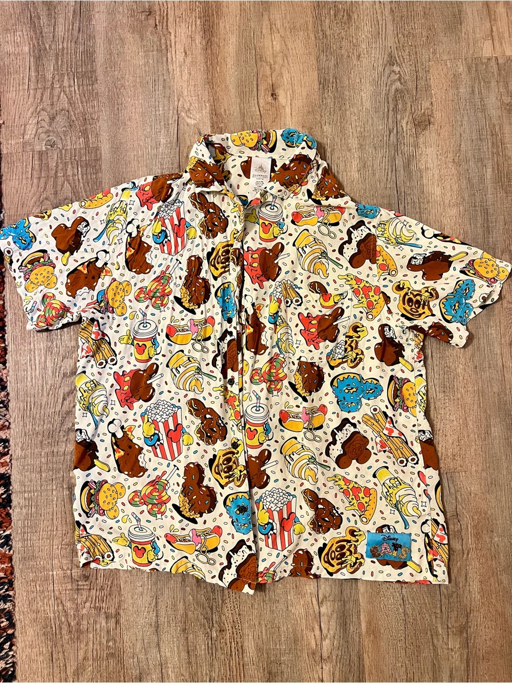 Disney Parks Disney Eats Snack Food Woven Button Up Shirt XL 2024